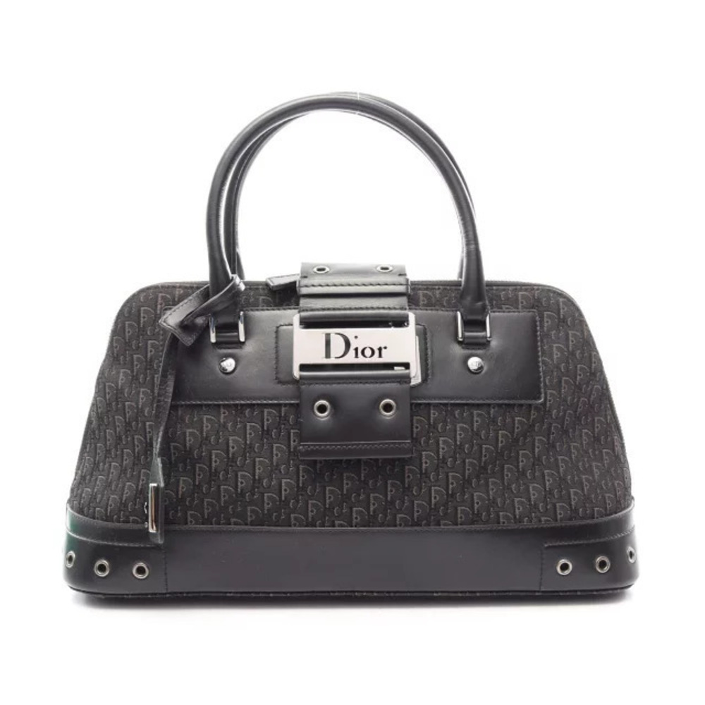 Christian Dior Street Trotter Handbag Canvas Leather Black